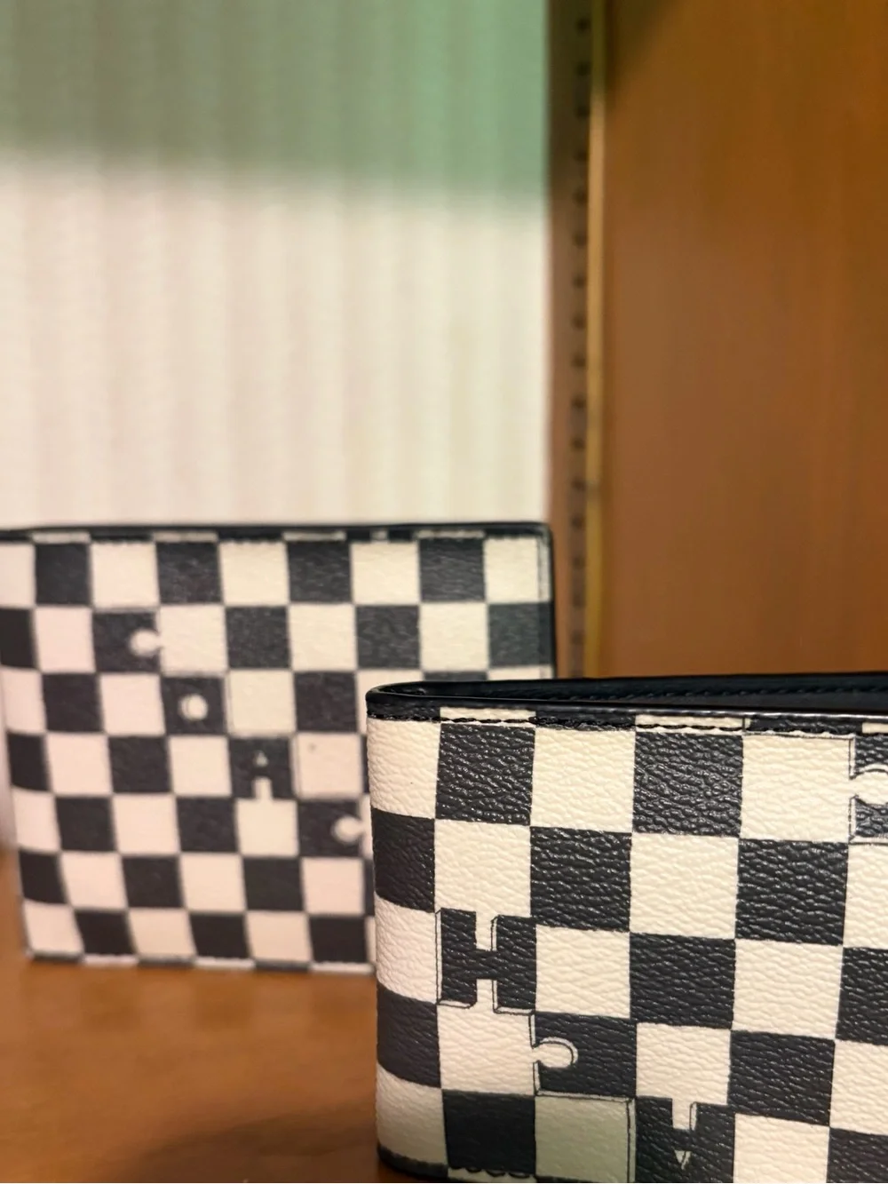 Coach Black and White Checkerboard Men's Wallet